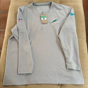 Nike NFL Miami Dolphins Dri-Fit 1/4 Zip Long Sleeve Gray Men’s NWT